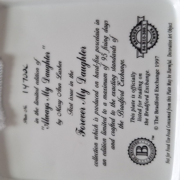 Vintage "Always My Daughter" Series Quilt Collectible Plates by Mary Ann Lasher - Picture 4 of 4